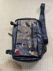 Karakuritamashii Large Shoulder Bag Cloud Sea Dragon Embroidery Used - Picture 1 of 6
