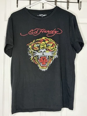 Ed Hardy, мужской черный со стразами Tiger футболка, Sz M, MSP: $85 - Изображение 1 из 3