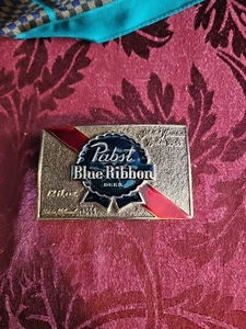 Vintage 1979 Pabst Blue Ribbon Belt Buckle Serial Number H107 USA Made Americana - Picture 1 of 4