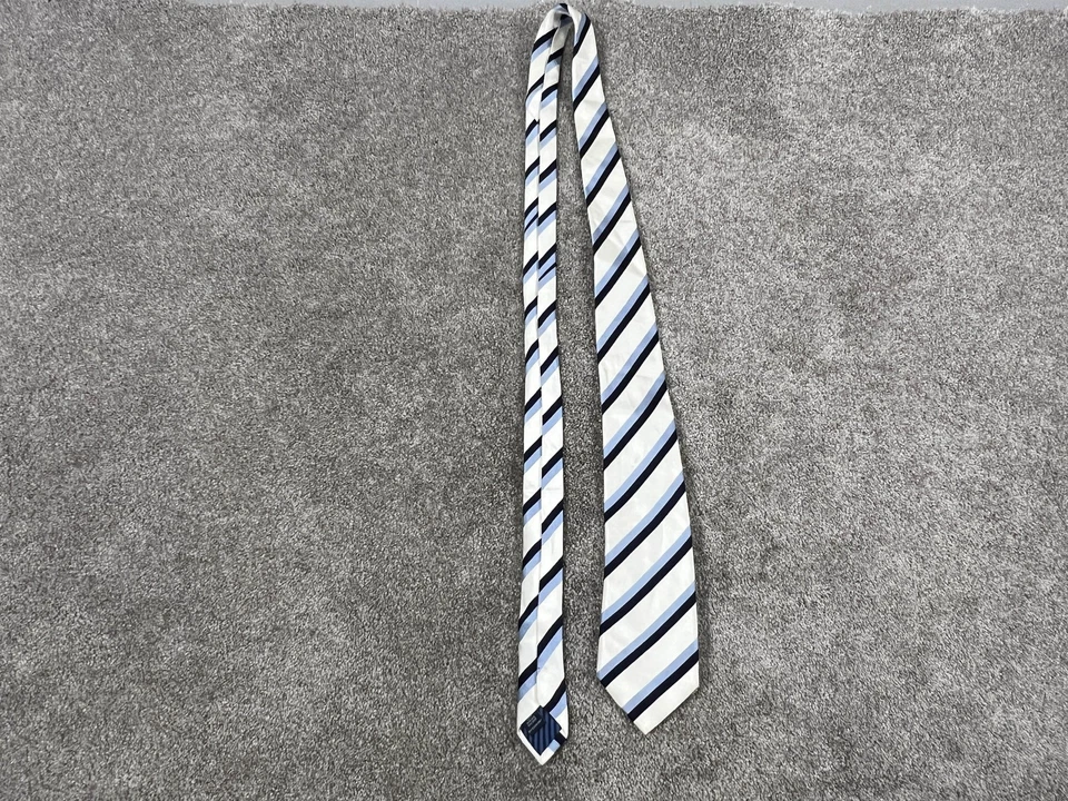 Corbata Charles Tyrwhitt para hombre seda a rayas azul marino blanco Jermyn Street London Foto 1 de 4