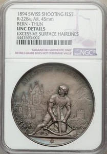 Switzerland - 1894 BERN - THUN - SHOOTING FESTIVAL Medal - NGC UNC Details - Picture 1 of 2