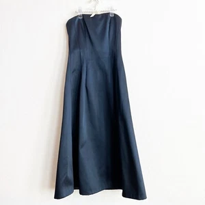 Diane Von Furstenberg abito donna senza spalline A-Line midi raso blu navy 2 - Foto 1 di 10