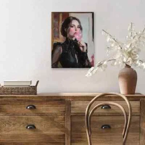 Bubblegum Vibrant Pop Art Woman in Black Metal Print Ready to Hang - Picture 1 of 7