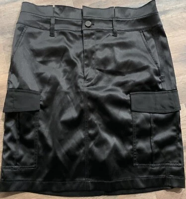 White House Black Market womens black satin feel Soft Utility Skirt size 8 - Image 1 of 4