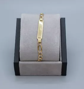 (MA4) 10K Two Tone Gold "ID" Curb Link Bracelet 3.8 Grams Size 6 in. 5.12 mm - Picture 1 of 5