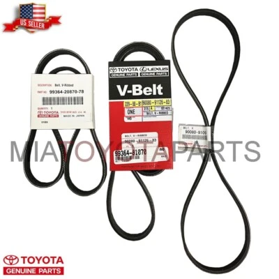 Juego de 3 correas de transmisión genuinas OEM Toyota Tacoma Tundra 4Runner T100 V6 3,4 L 5 VZ-FE Foto 1 de 4