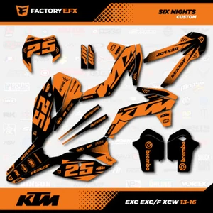 Black Orange 6 Nights Graphics Kit fits KTM 13-16 EXC EXC/F XCW 125 250 300 450 - Foto 1 di 5