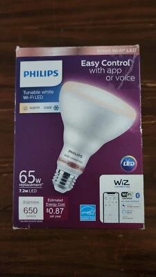 PHILIPS TUNABLE WHITE SMART WIFI LED WiZ CONNECTED 65W REPL 7.2W BULB 650LM APP  - Image 1 of 4
