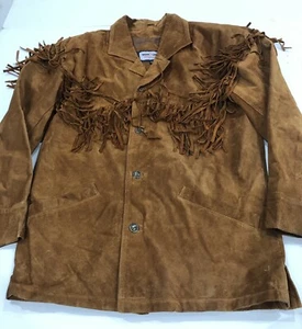Abrigo de coñac occidental de cuero gamuza Minnetonka para hombre talla mediana - Imagen 1 de 6