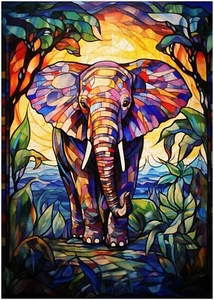 Buntglas Elefant Puzzle 300/500/1000 Teile - Bild 1 von 4