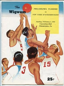 Philadelphia Warriors vs NY Knickerbockers NBA Game Program 2/2/1958-VF - Picture 1 of 2