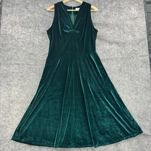 Belle Poque Dress Womens L Green Velvet Sleeveless V Neck A Line Event Date NEW - Picture 1 of 11