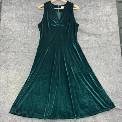 Vestido Belle Poque Mujer L Verde Terciopelo Sin Mangas Cuello en V Línea A Evento Fecha NUEVO Foto 1 de 4