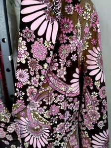 Y2K Pink Brown Corduroy Jacket Blazer Mod Flowers Floral Size 12 Paraphrase - Picture 1 of 10