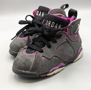 Nike Air Jordan 7 Retro 705418-016 30th Dark Grey Fuchsia Toddler Shoes Size 7C - Picture 1 of 11