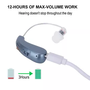 Digital Rechargeable Hearing Aid Adjustable Sound Voice Amplifier Behind Ear USB - Picture 1 of 11