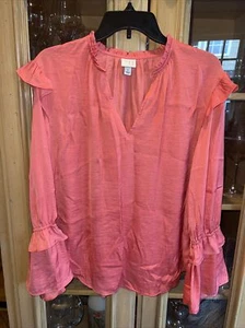 A new day L ruffle drape blouse Shirt soft satin shirttail hem - Picture 1 of 5