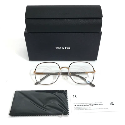 Prada Eyeglasses Frames VPR56W 02H-1O1 Rose Gold Black Square Wire Rim 54-19-140 - Image 1 of 4