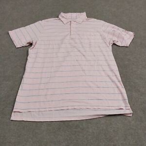 B Draddy Mens Medium Pink Blue Striped Short Sleeve Golf Polo Shirt 