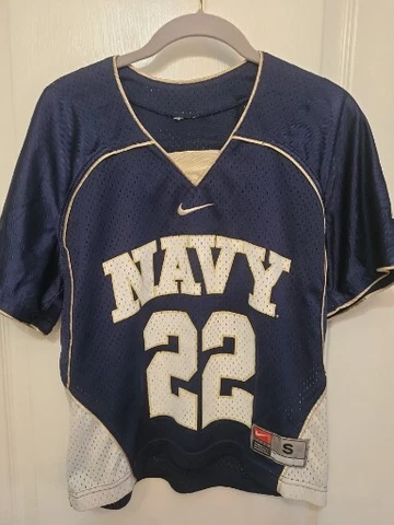 TEAM NIKE NAVY #22 MESH NAVY BLUE/GOLD LACROSSE JERSEY SIZE MEN'S SMALL Cover