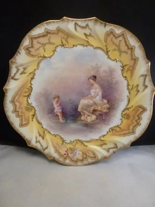 ANTIQUE Limoges wall plate hand painted scene -ARTIST SIGNED L.S. & S CHARGER - Picture 1 of 12