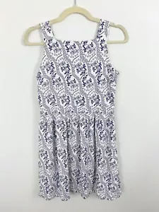 NEU Ann Taylor Loft Blumen Cutout Rücken Kleid Größe 0 ärmellos blau weiß - Bild 1 von 9