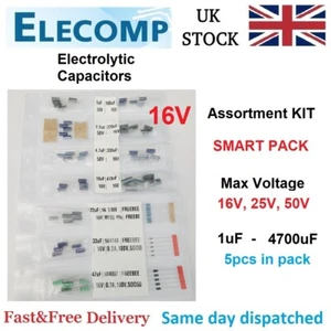 Aluminium Electrolytic Capacitors Assortment KIT 1uF - 4700uF 5/10 each UKstock - Picture 1 of 7