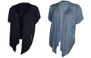 Nuevo Damas Ex BHS Cascada Mangas Cortas Bolero Recortado Encogimiento de hombros Cubierta Top Cardi - Imagen 1 de 2