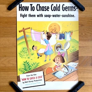 Vintage 1951 Disney Poster aus "How To Catch A Cold" - How To Chase Cold Germs - Bild 1 von 6