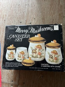 Vintage Empty Box 1970s Sears Roebuck Merry Mushroom Ceramic Canister Set Box - Picture 1 of 11