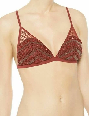 Sujetador triangular con cuentas La Perla Calypso Collection 32B rojo rubí $614 Foto 1 de 3
