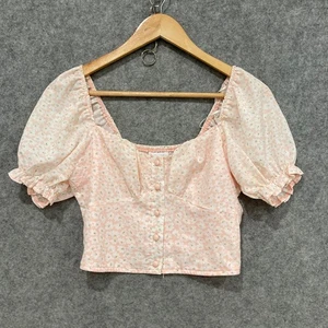 Top Princess Polly para mujer talla 8 rosa floral recortado manga corta 46417 - Imagen 1 de 8