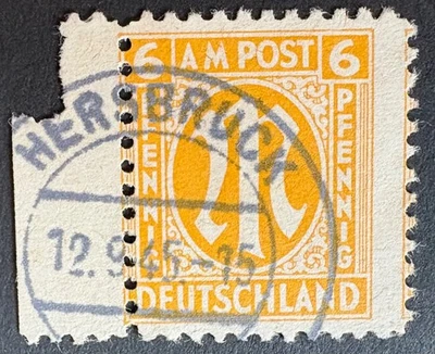 Germany-1945, Allied Occupation Bizone - American print , SG A4, 6pf, Used cds - Image 1 of 2