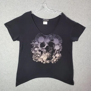 Metal Mulisha Women Top Large Black Shirt Skull Rose Grunge Gothic Tee - Picture 1 of 7
