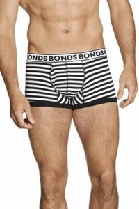 5 x Bonds Mens Striped Fit Trunk Trunks Underwear Black White - Picture 1 of 6