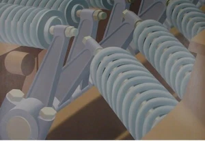"CLATTER", acrylic painting on linen, 1998, Automobile Valves Rockers Springs - Picture 1 of 5