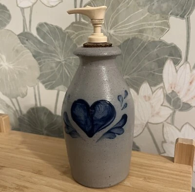 Rowe Pottery Works Heart 1993 Soap Lotion Dispenser Vintage 8” - Image 1 of 4