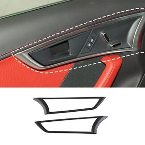 For 2013-2024 Jaguar F-TYPE Inner Door Handle Frame Cover Trim Matte Black 2PCS - Picture 1 of 12