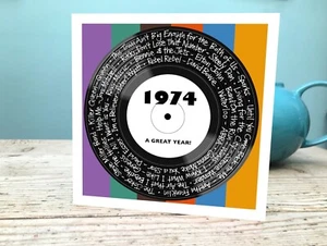 51st Birthday card  148cm sq 1974 Music Card with envelope. Blank inside. - Picture 1 of 1