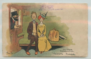 Postcard, On their honeymoon, Tickets please! Tom Brown - Picture 1 of 2