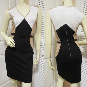 New Trina Turk Color Block Sheath Dress Colorblock Bodycon Black White Y2K Party - Picture 1 of 12