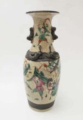 ANTIQUE CHINESE NANKING NANJING PORCELAIN VASE WARRIOR BATTLE SCENE SIGNED - image 1 of 4