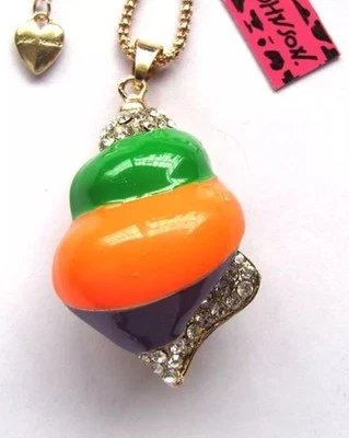 Collar Betsey Johnson caracola concha de mar cristales de playa colorida caja de regalo bolsa Foto 1 de 4