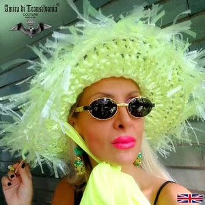 woman hat wide brim summer party sun fashion runaway wedding headpieces yellow 2 - Picture 1 of 12