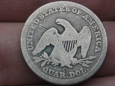 1856 O Silver Seated Liberty Quarter, New Orleans, About Good Details Cover