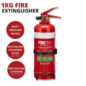 FirePro 1kg Fire Extinguisher Dry Powder Car Boat Home Caravan Pro With Bracket - Picture 1 of 6