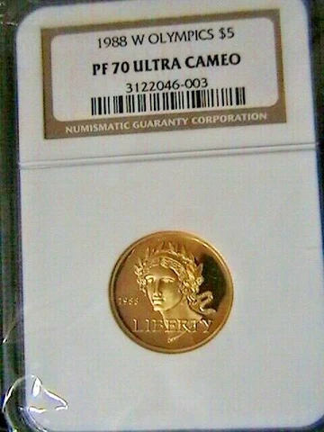 1988-W $5 GOLD OLYMPICS LIBERTY NGC  PF/70 Ultra CAMEO     F/S Cover