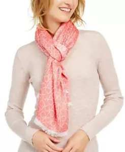 CALVIN KLEIN pink reversible long soft scarf, Logo, Viscose, BNWOT - Picture 1 of 8