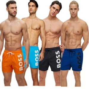 Hugo Boss Men's Swim Trunks Quick-Drying Large Contrast Boss Logo Swimsuit - Picture 1 of 72