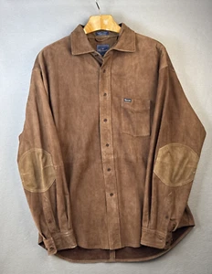 Faconnable Goatskin Suede Leather Jacket Mens Size XL Elbow Patch Professor Prep - Picture 1 of 15
